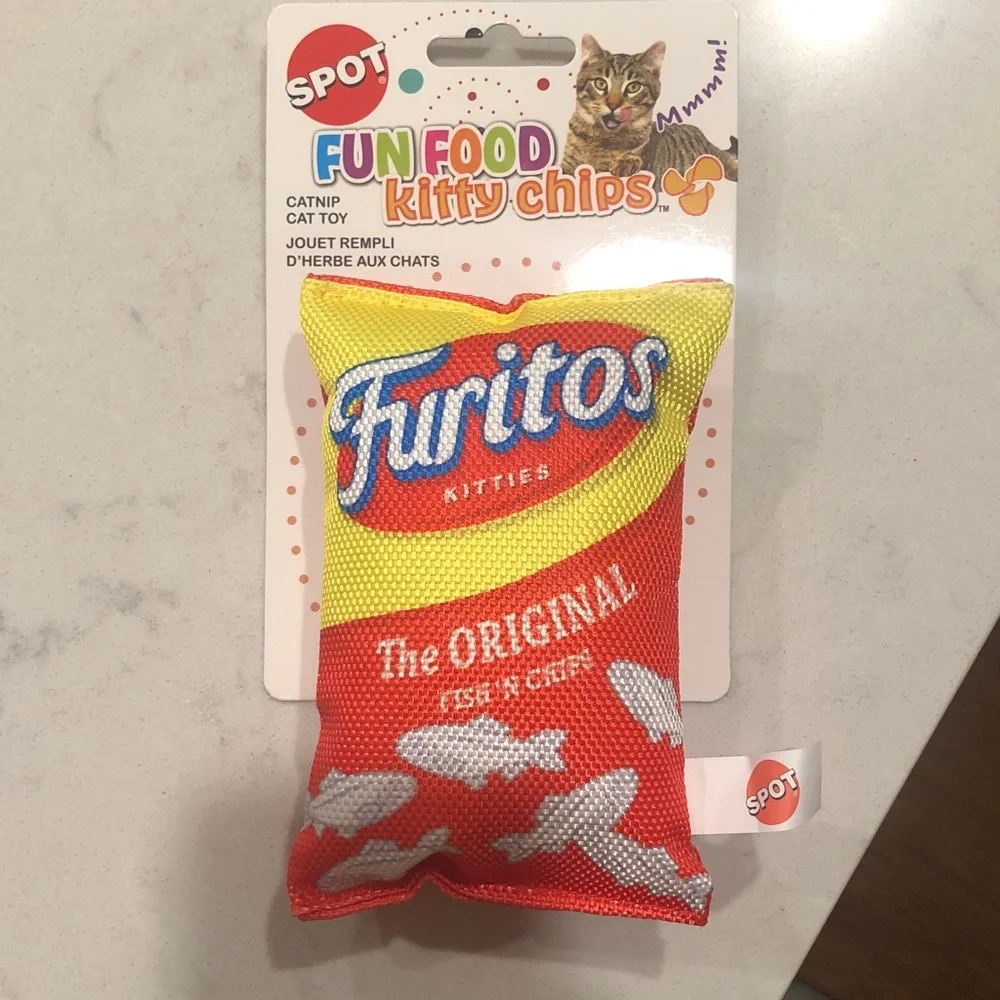 Fun Food Kitty Chips Catnip Toy - Red and Yellow Furitos